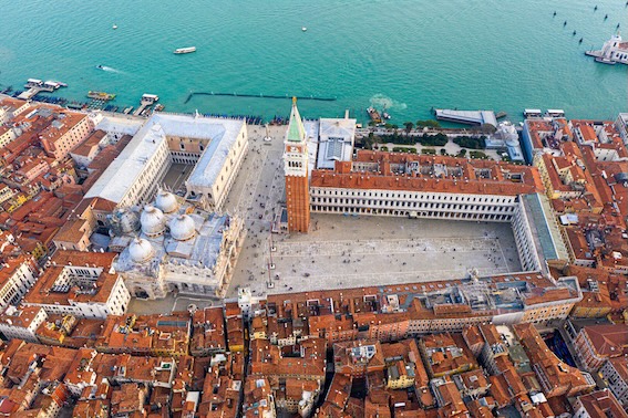 Aerial view of Venice's square.