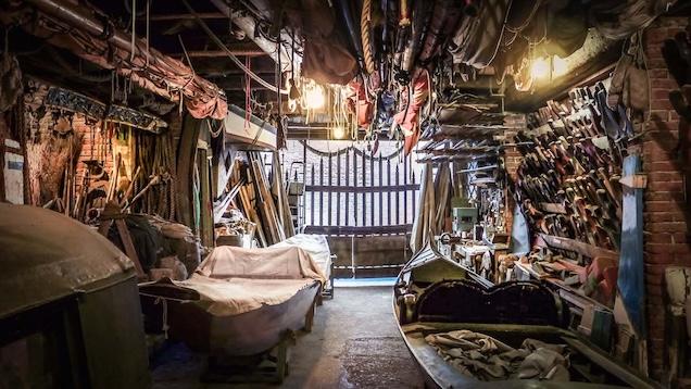 Interior of a boat workshop